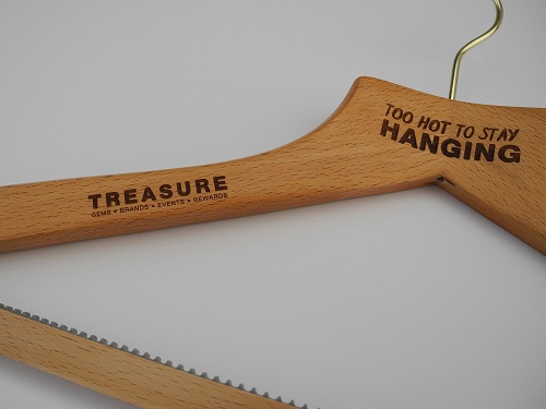 Lasered Branding on Wood Hangers