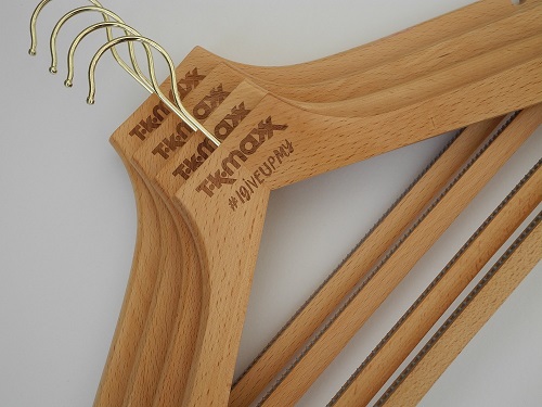 Business Logo Laser Engraved Wooden Hangers - Customized Wood Hangers -  Bulk Boutique Hangers - Laser Engraved Logo